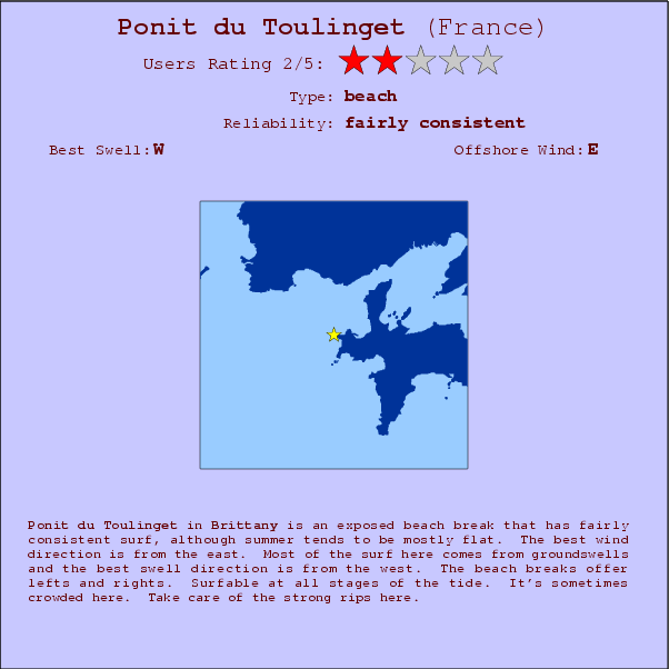 Ponit du Toulinget break location map and break info