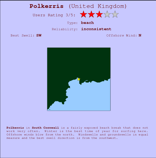 Polkerris surf location map and break info