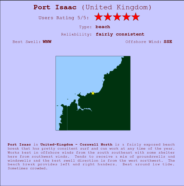 Port Isaac surf location map and break info