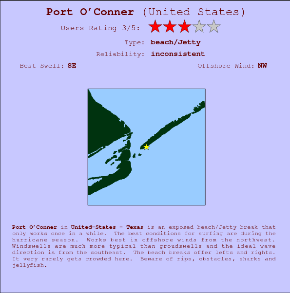 Port O'Conner break location map and break info
