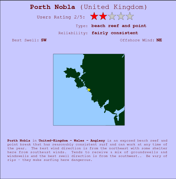 Porth Nobla break location map and break info