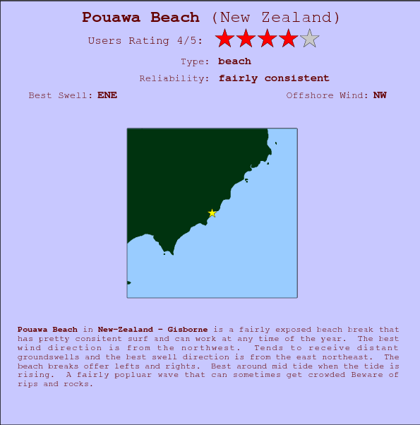 Pouawa Beach surf location map and break info