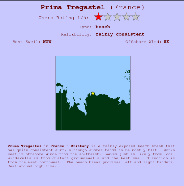 Prima Tregastel break location map and break info