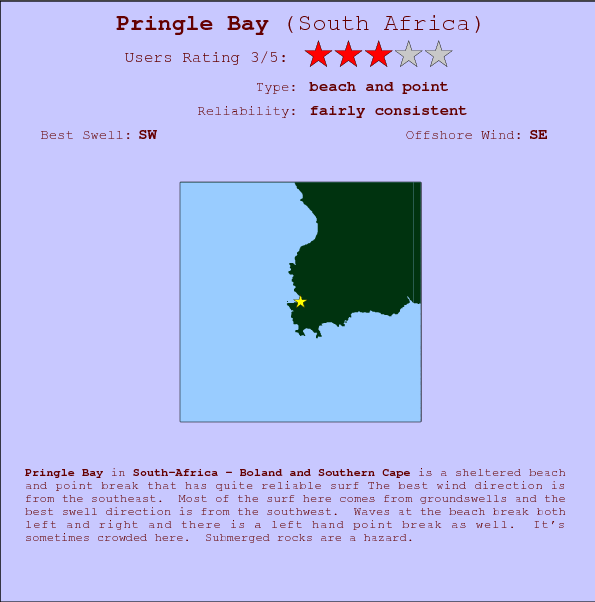 Pringle Bay surf location map and break info