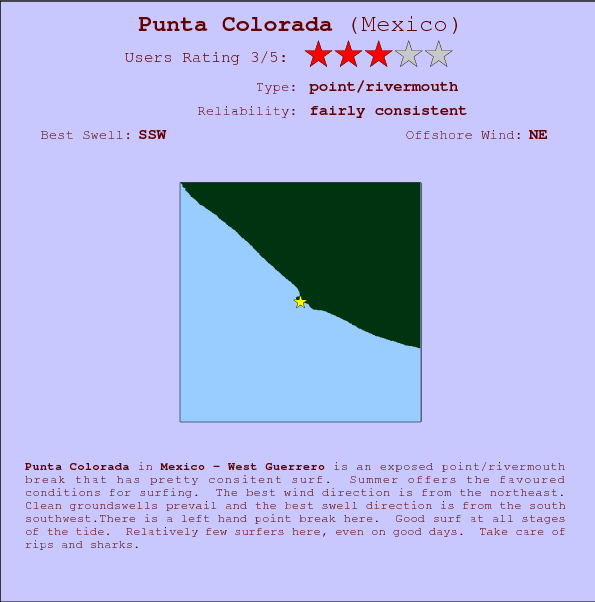 Punta Colorada break location map and break info