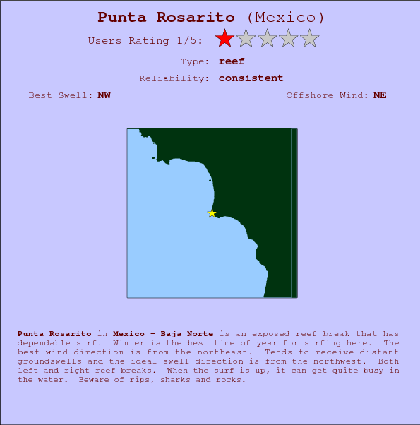 Punta Rosarito surf location map and break info