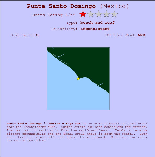 Punta Santo Domingo break location map and break info