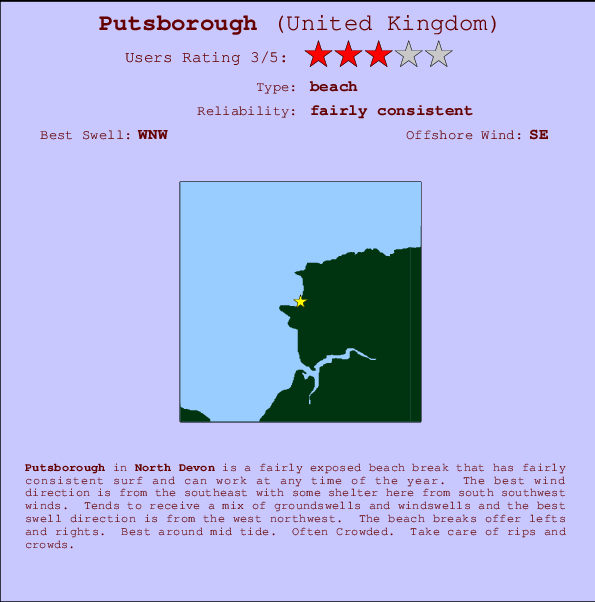 Puttsborough surf location map and break info