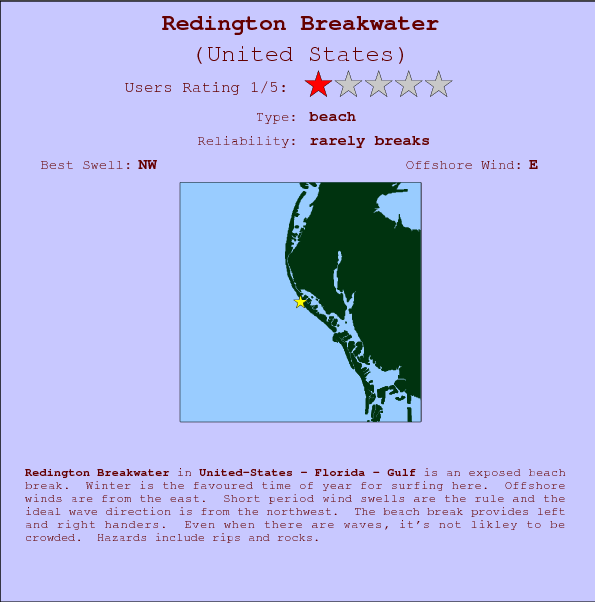 Redington Breakwater break location map and break info