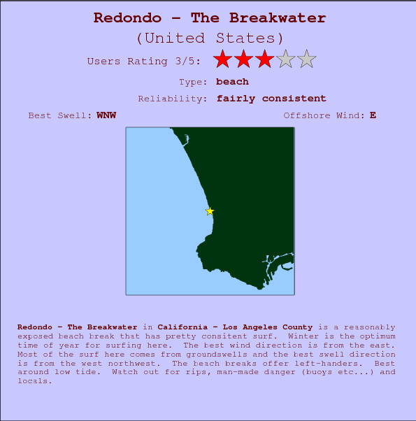 Redondo - The Breakwater break location map and break info