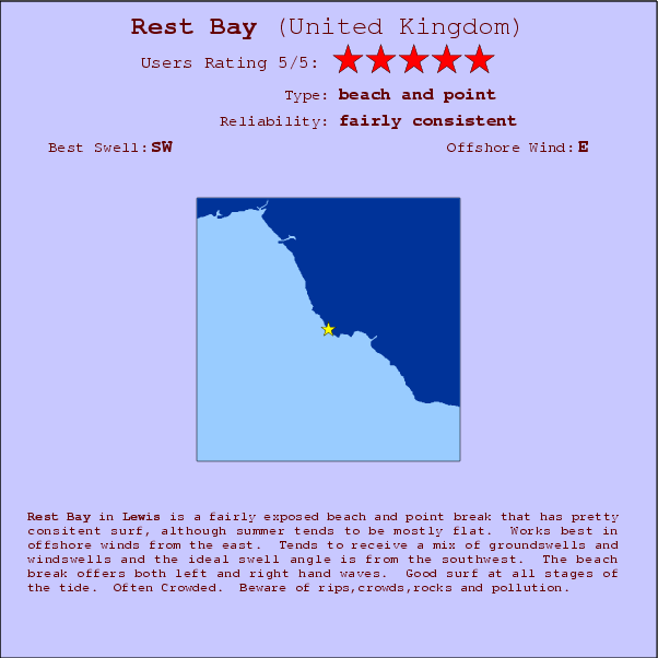Rest Bay surf location map and break info