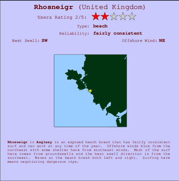Rhosneigr surf location map and break info