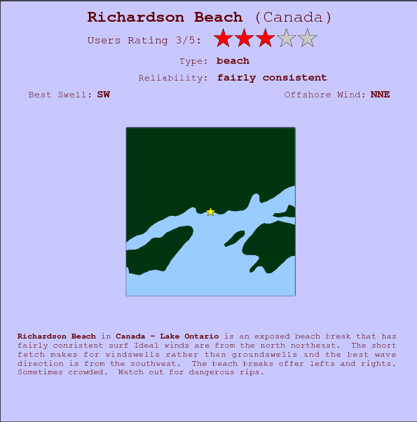 Richardson Beach surf location map and break info
