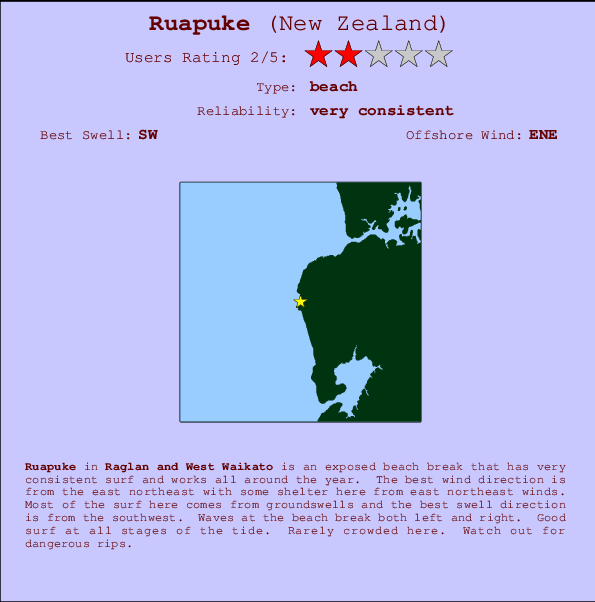 Ruapuke surf location map and break info