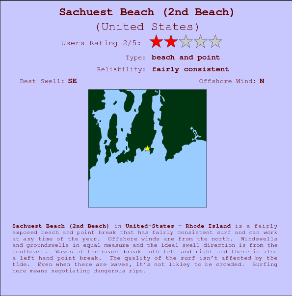 Sachuest Beach(2nd Beach) surf location map and break info