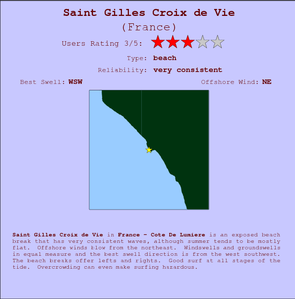 Saint Gilles Croix de Vie surf location map and break info