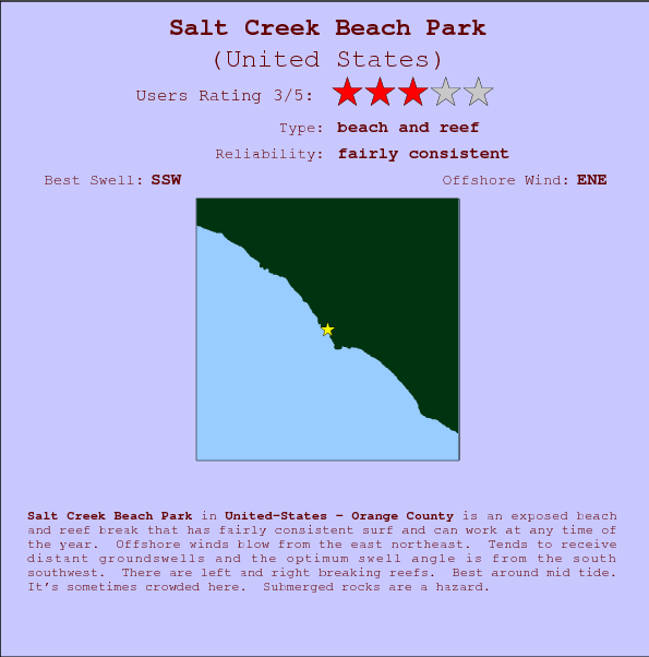 Salt Creek Beach Park surf location map and break info