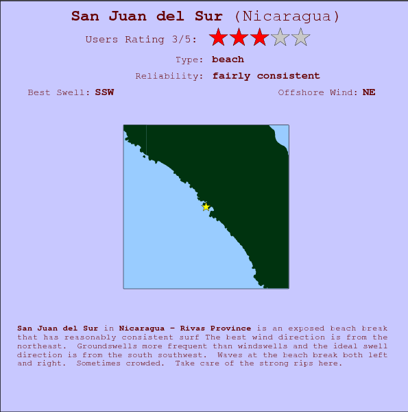 San Juan del Sur break location map and break info