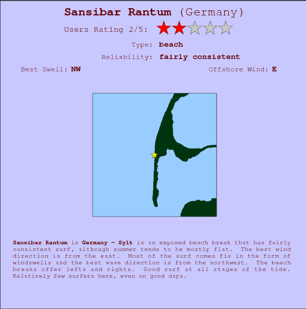 Sansibar Rantum break location map and break info