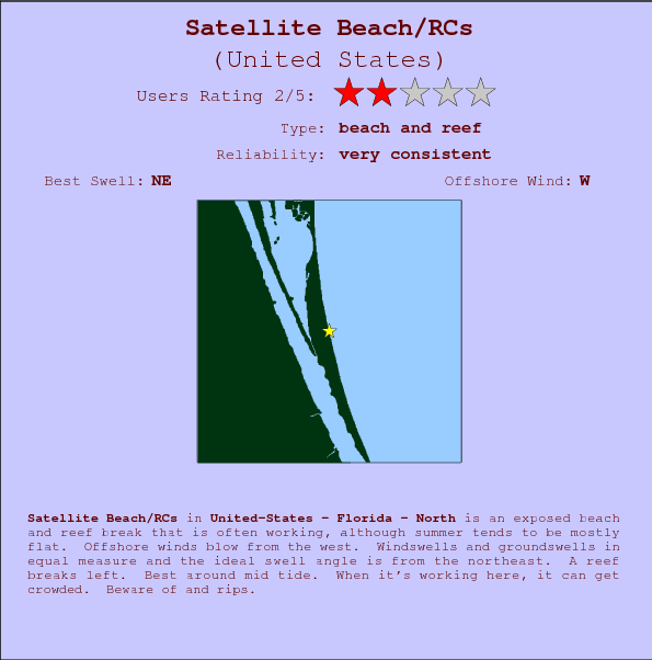Satellite Beach/RCs break location map and break info