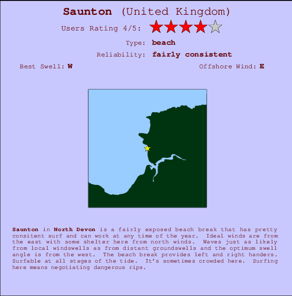 Saunton break location map and break info