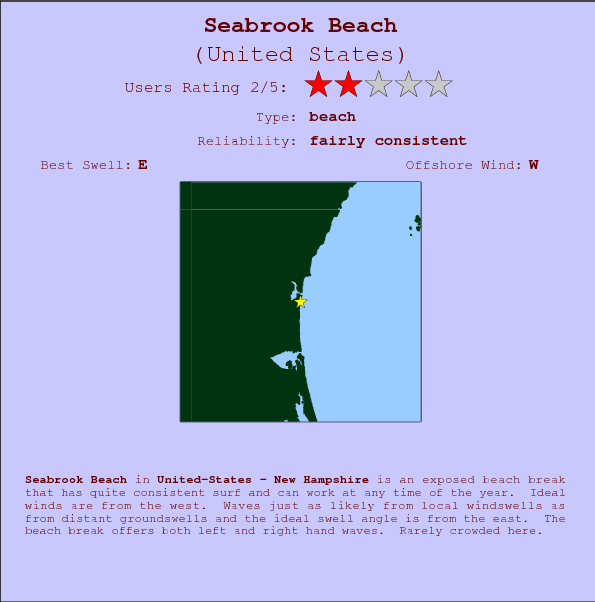 Seabrook Beach surf location map and break info