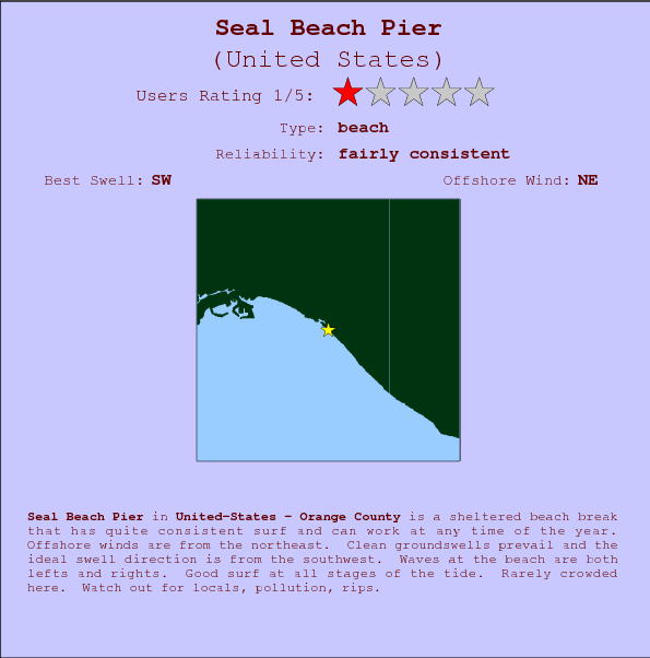 Seal Beach Pier surf location map and break info