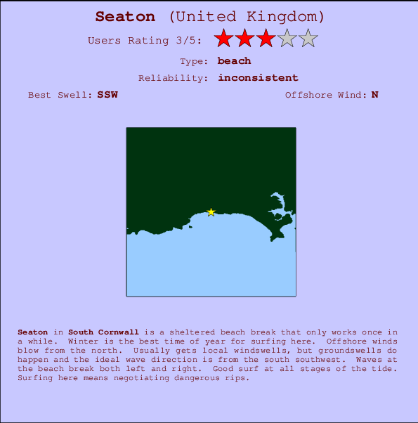 Seaton surf location map and break info