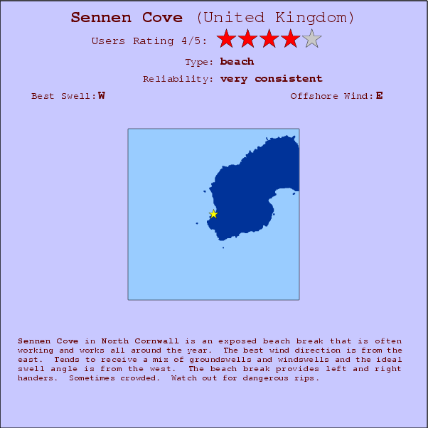 Sennen Cove break location map and break info