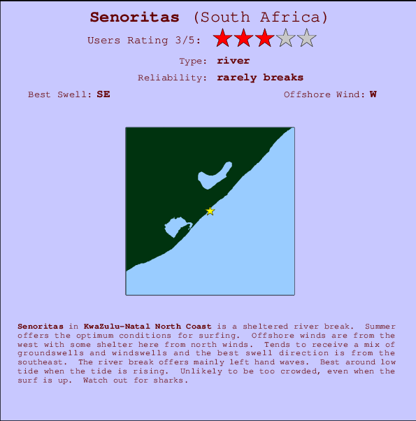 Senoritas break location map and break info
