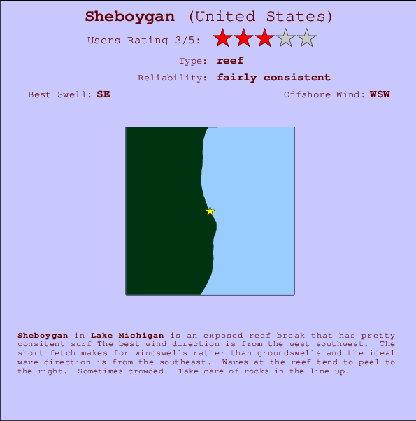 Sheboygan surf location map and break info