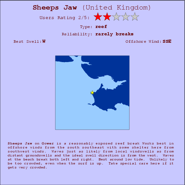 Sheeps Jaw surf location map and break info