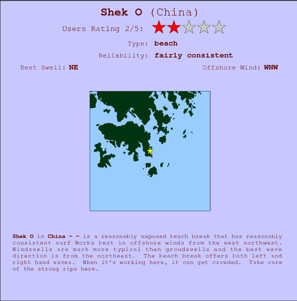 Shek O break location map and break info