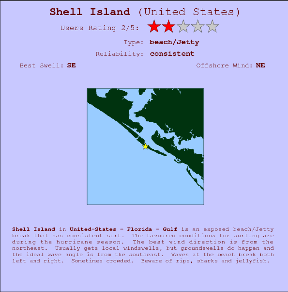Shell Island break location map and break info