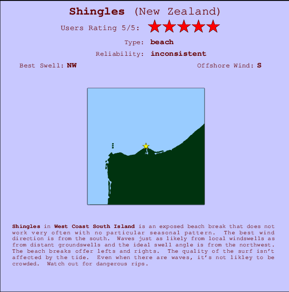 Shingles surf location map and break info