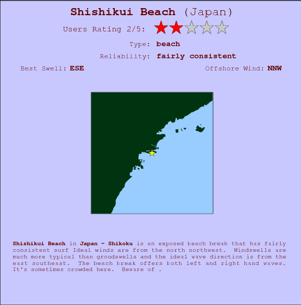 Shishikui Beach surf location map and break info
