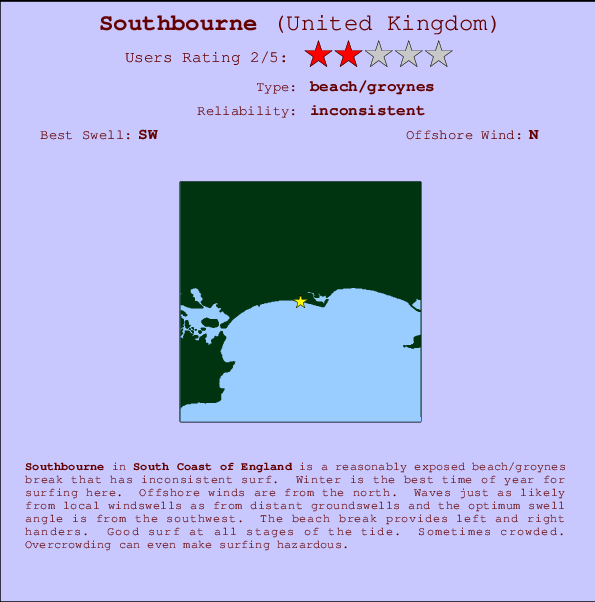 Southbourne surf location map and break info