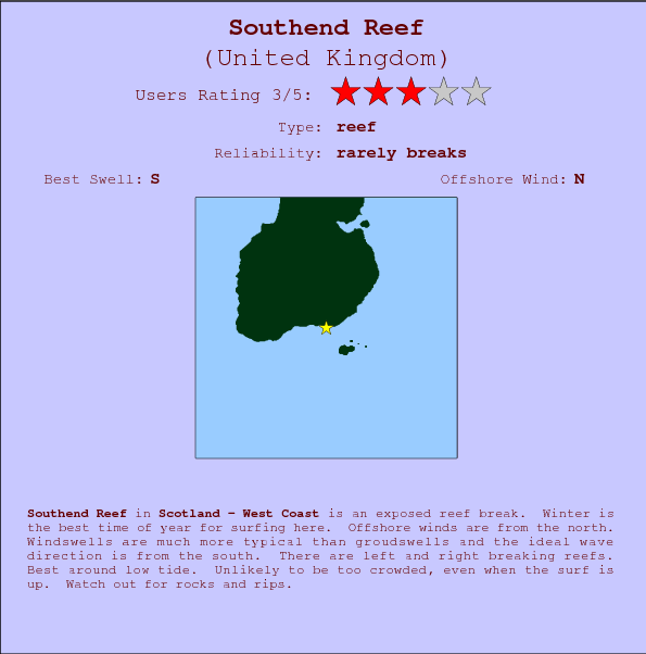 Southend Reef break location map and break info