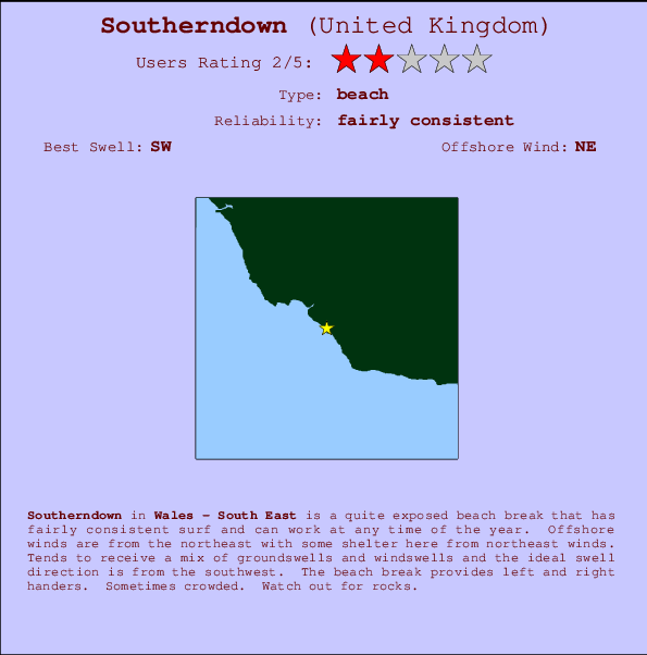 Southerndown surf location map and break info