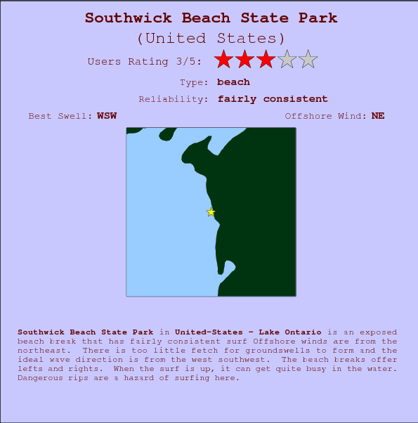 Southwick Beach State Park break location map and break info