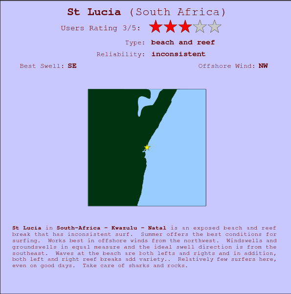 St Lucia break location map and break info