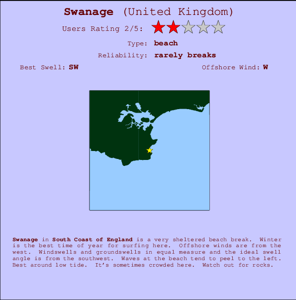 Swanage surf location map and break info