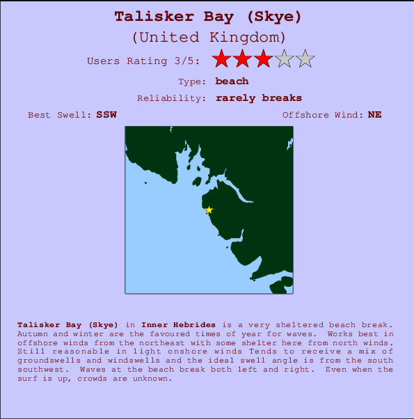 Talisker Bay surf location map and break info