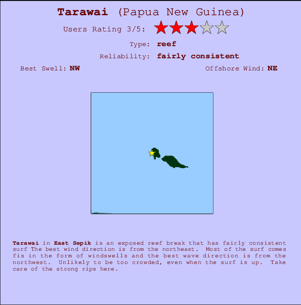 Tarawai surf location map and break info