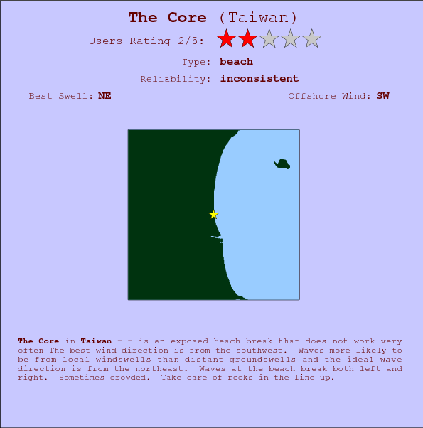 The Core surf location map and break info