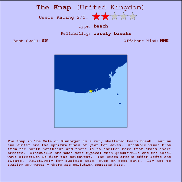 The Knap surf location map and break info