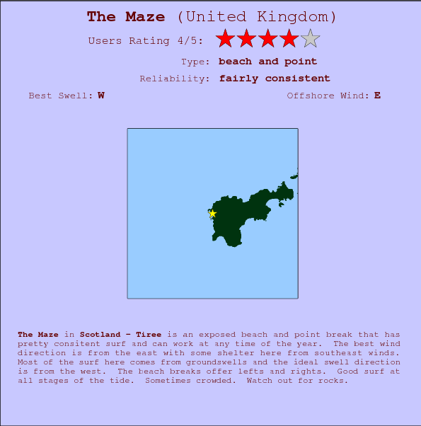 The Maze surf location map and break info