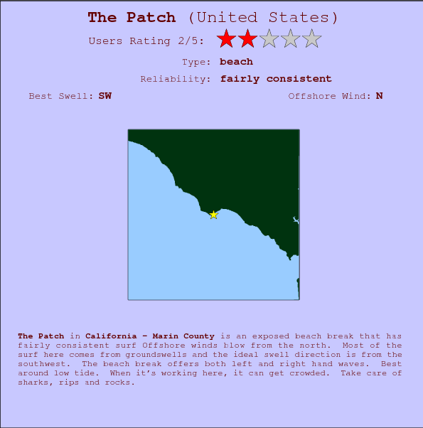 The Patch surf location map and break info
