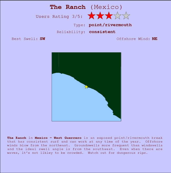 The Ranch surf location map and break info
