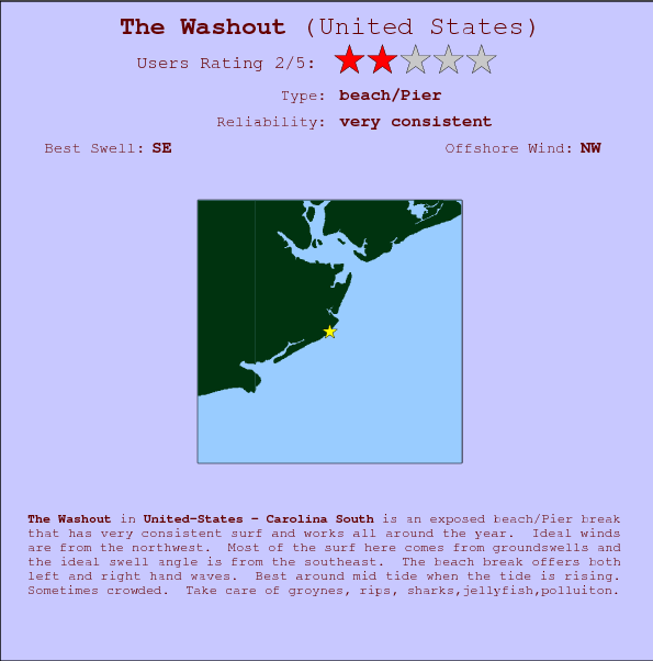 The Washout surf location map and break info